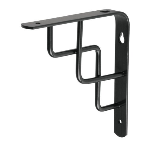 47702 - Ménsula reforzada negra 6 x 6", diseño escalera, FIERO