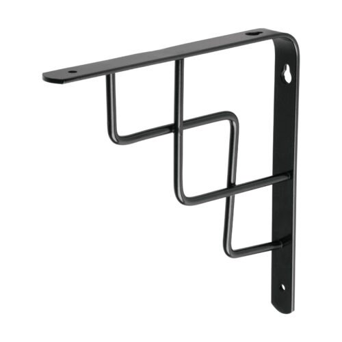 47703 - Ménsula reforzada negra 8 x 8", diseño escalera, FIERO