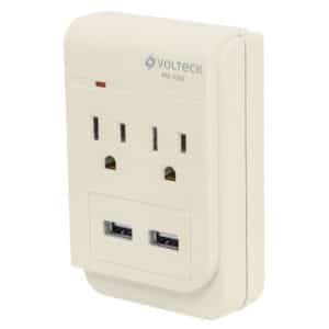46088 - Multicontacto, 2 entradas,con 2 entradas USB, aterrizado