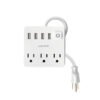 MUL-3U.jpg 49322 - Multicontacto 16 AWG doméstico 3 entradas 4 ptos USB, blanco