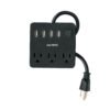 49321 - Multicontacto 16 AWG doméstico, 3 entradas 4 ptos USB, negro