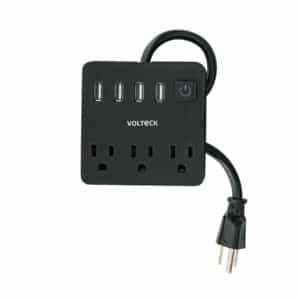 49321 - Multicontacto 16 AWG doméstico, 3 entradas 4 ptos USB, negro