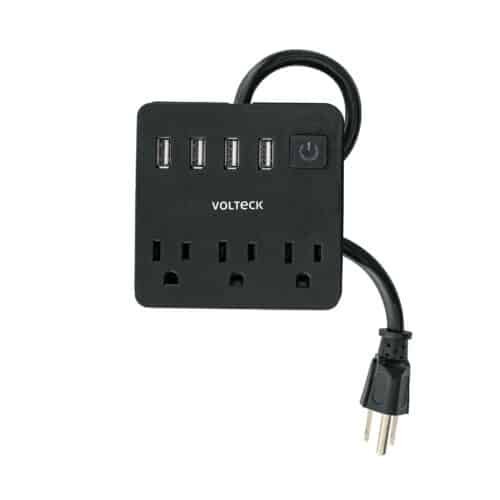 49321 - Multicontacto 16 AWG doméstico, 3 entradas 4 ptos USB, negro