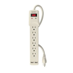 46329 - Multicontacto 14 AWG 6 entradas 2 ptos. USB sup. 150J marfil