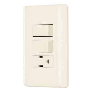 26635 - Placa armada 2 interruptores y contacto, marfil, Basic