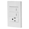 45597 - Placa armada 2 interruptores,1 contacto,1mod,Española,blanco
