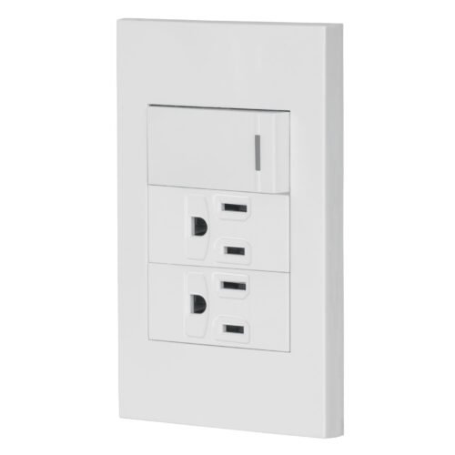 45594 - Placa armada 1 interruptor, 2 contactos,1mod,Española,blanco