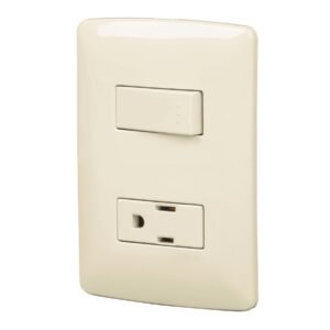 48666 - Placa armada contacto e interruptor, marfil, línea Italiana