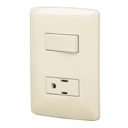 48666 - Placa armada contacto e interruptor, marfil, línea Italiana