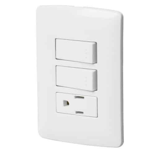 PA-APCO-I2B.jpg 46456 - Placa armada contacto 2 interruptores,blanco, línea Italiana