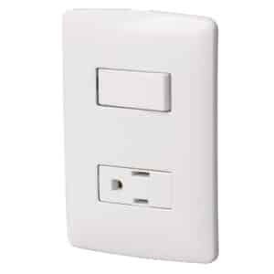 46455 - Placa armada contacto e interruptor, blanco, línea Italiana