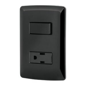 47591 - Placa armada contacto e interruptor, negro, línea Italiana