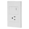 PA-APCO15-EB.jpg 45591 - Placa armada 1 interruptor,1contacto,1.5mod,Española, blanco