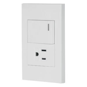 PA-APCO15-EB.jpg 45591 - Placa armada 1 interruptor,1contacto,1.5mod,Española, blanco