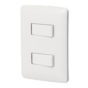 46461 - Placa armada, 2interruptores sencillos,blanco,línea Italiana