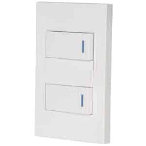 45602 - Placa armada 2 interruptores 1de 3vías,1 mod,Española,blanco