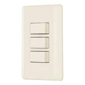 26638 - Placa armada 3 interruptores, marfil, Volteck