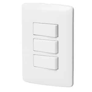 46464 - Placa armada 2 interruptores 1escalera blanco,línea Italiana