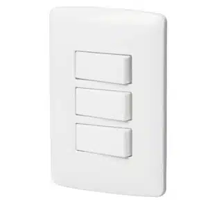 46464 - Placa armada 2 interruptores 1escalera blanco,línea Italiana