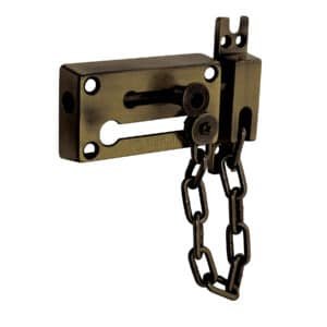 43708 - Pasador con cadena para puerta, acabado latón antiguo