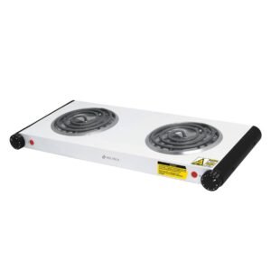 48127 - Parrilla eléctrica 2 quemadores en espiral, blanca, VOLTECK