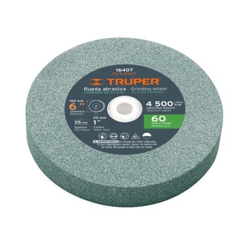 16407 - Rueda abrasiva p/esmeril 6"x25mm, carburo silicio, grano 60