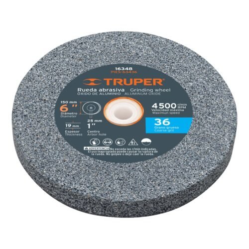 16348 - Rueda abrasiva p/esmeril 6"x19mm, óxido aluminio, grano 36