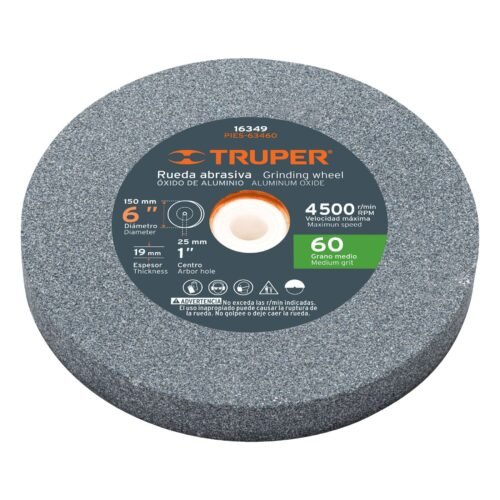 16349 - Rueda abrasiva p/esmeril 6"x19mm, óxido aluminio, grano 60