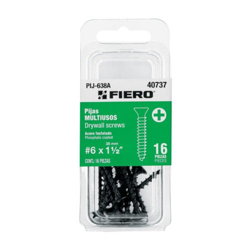 40737 - Blíster con 16 pijas multiusos, #6 x 1-1/2", FIERO