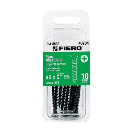 40734 - Blíster con 10 pijas multiusos, #8 x 2" , FIERO