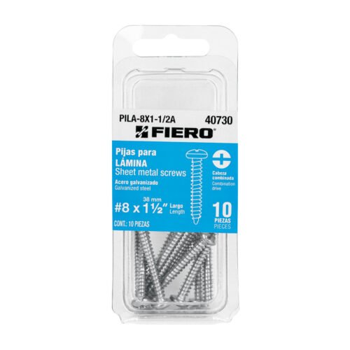 PILA-8X1-1-2A.jpg 40730 - Blíster con 10 pijas para lámina, #8 x 1-1/2", FIERO