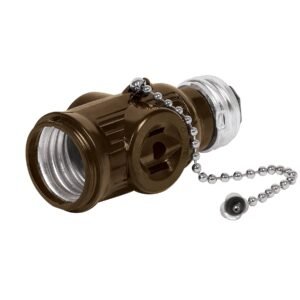 46512 - Portalámpara de baquelita, cadena y doble contacto, Volteck