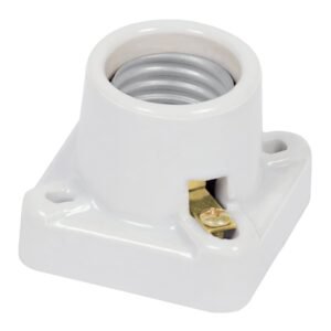 46522 - Portalámpara de porcelana, cuadrado, Volteck