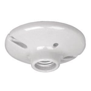 47915 - Portalámpara de porcelana, 4-1/2", redonda, a granel Volteck
