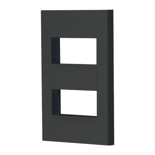 47998 - Placa 2 ventanas, 1 módulo, línea Española, color negro