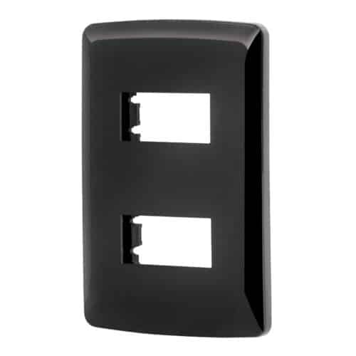 40137 - Placa 2 modulos, Italiana, color negro, Volteck