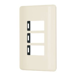 27233 - Placa 3 módulos, marfil, línea Volteck Basic