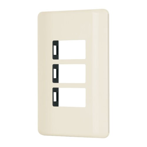 27233 - Placa 3 módulos, marfil, línea Volteck Basic
