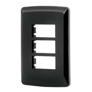 PPTR-IN.jpg 40138 - Placa 3 modulos, Italiana, color negro, Volteck