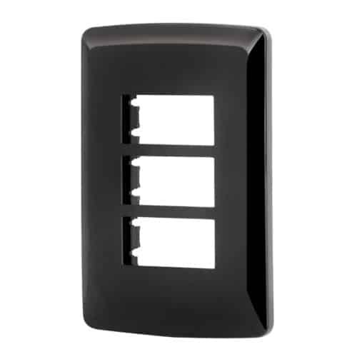 PPTR-IN.jpg 40138 - Placa 3 modulos, Italiana, color negro, Volteck