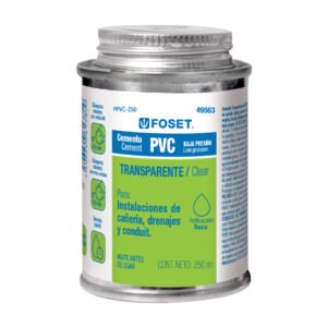 49563 - Cemento p/PVC, transparente, baja presión, lata 250ml, FOSET