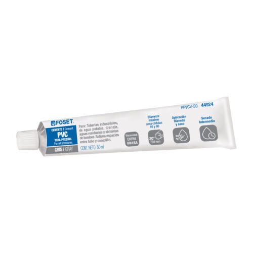 44924 - Cemento p/PVC, gris, máxima viscosidad, tubo 50ml, FOSET