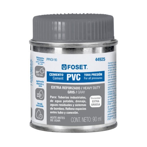 PPVCV-90.jpg 44925 - Cemento p/PVC, gris, máxima viscosidad, lata 90ml, FOSET