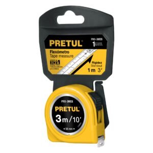 21605 - Flexómetro amarillo 3 m cinta 13 mm, en tarjeta, PRETUL