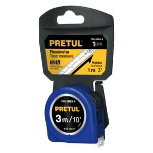 21609 - Flexómetro azul 3 m cinta 13 mm, en tarjeta, PRETUL