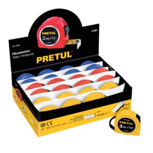 21607 - Flexómetro 3 m cinta 13 mm, display box con 24 pzas, PRETUL