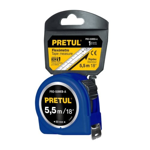 28023 - Flexómetro azul 5.5 m cinta 25 mm, en tarjeta, PRETUL