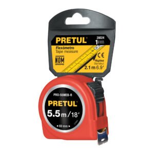 28024 - Flexómetro rojo 5.5 m cinta 25 mm, en tarjeta, PRETUL