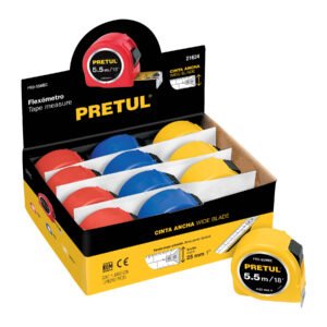 21624 - Flexómetro 5.5 m cinta 25 mm, display box con 12 pzas,PRETUL