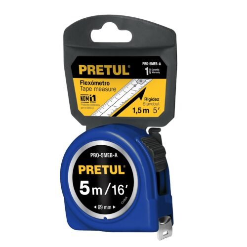21610 - Flexómetro azul 5 m cinta 19 mm, en tarjeta, PRETUL